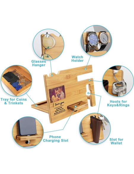 Estación de Carga de Madera Personalizada Awofer - Organizador Multifuncional