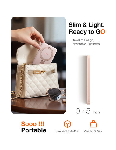 Cargador Portátil Magnético TORRAS EasyGo 5000mAh 22.5W Oro Rosa