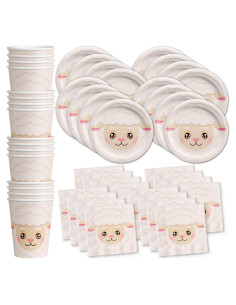 Kit de Vajilla para Fiesta de Cumpleaños Oveja 16 Personas