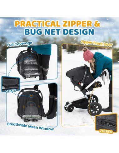 Cubierta de Asiento de Auto Orzbow Invierno Bebé Negra