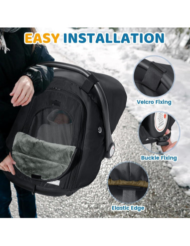 Cubierta de Asiento de Auto Orzbow Invierno Bebé Negra