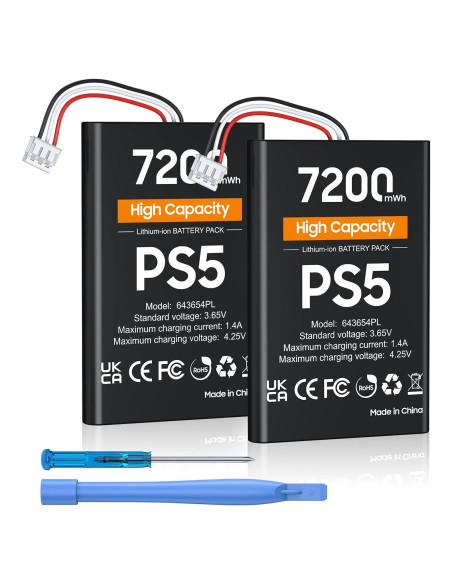 Baterías Recargables PS5 heclynis 2x7200mWh para DualSense