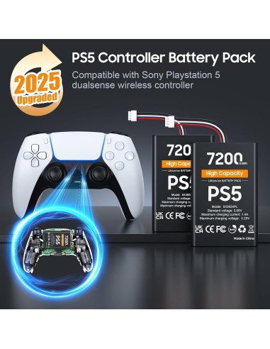 Baterías Recargables PS5 heclynis 2x7200mWh para DualSense