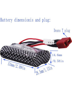Batería Li-ion 7.4V 800mAh 2S Blomiky para RC Autos y Barcos 2