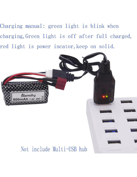 Batería Li-ion 7.4V 800mAh 2S Blomiky para RC Autos y Barcos