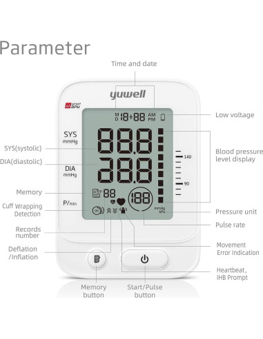 Monitor de Presión Arterial Yuwell YE660E Digital con Voz