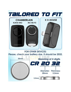 Batería CR2032 Lucrum 2-Pack para Control Remoto de Garaje 2