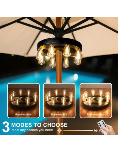 Luces de Paraguas Recargables ALL FORTUNE con 8 Bombillas LED 2