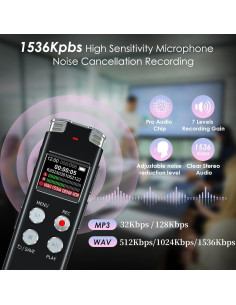 Grabadora de Voz Digital EVISTR L357 64GB Activada por Voz 2