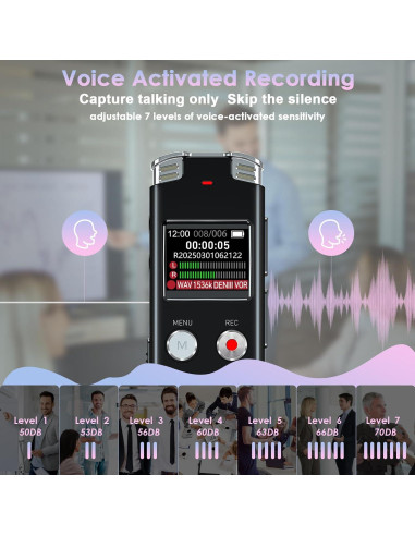 Grabadora de Voz Digital EVISTR L357 64GB Activada por Voz
