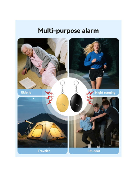 Alarma Personal TECKNET 140dB Llavero de Seguridad 2 Pack