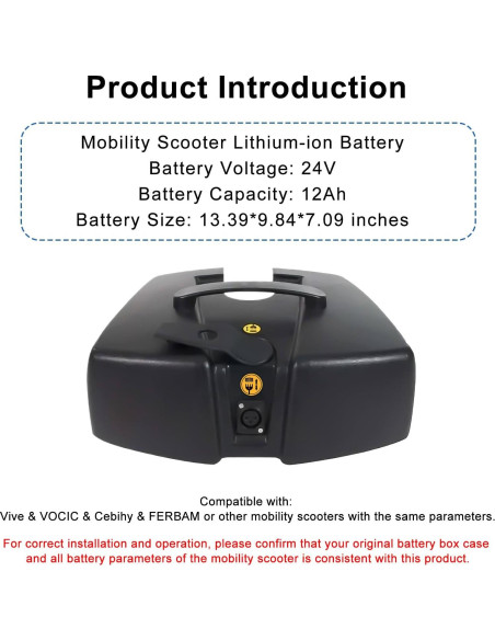 Batería de Litio 24V 12Ah para Scooter de Movilidad CWUU