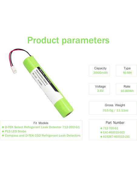 Batería 712-700-G1 Compatible D-TEK Select 3.6V 3000mAh