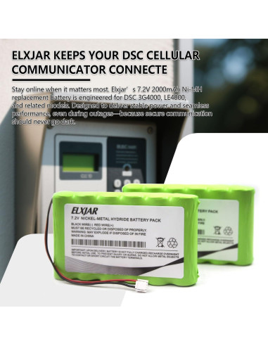 Batería Ni-MH 7.2V 2000mAh Elxjar para Comunicador DSC 3G4000