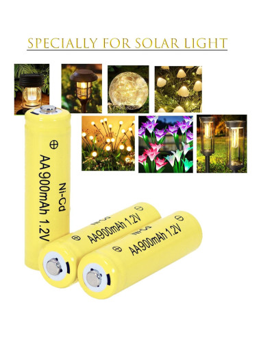 4 Baterías Recargables AA Ni-Cd 900mAh Betmaxful para Luces Solares