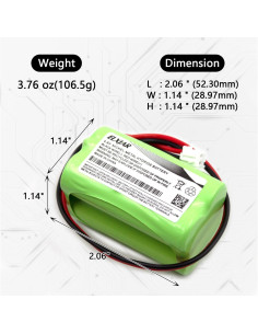 Batería Recargable Ni-MH 4.8V 1800mAh elxjar para OSI OSA126 2