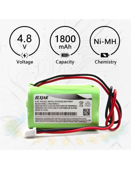 Batería Recargable Ni-MH 4.8V 1800mAh elxjar para OSI OSA126