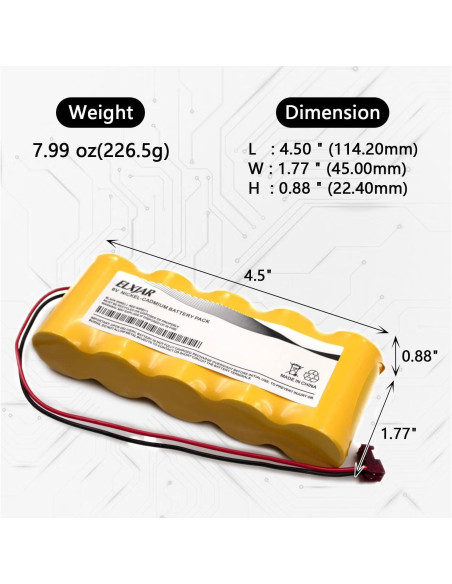 Batería Recargable NiCD 6V 2000mAh elxjar para Emergencia