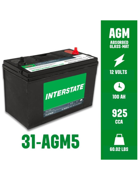Batería de Ciclo Profundo AGM 12V 100Ah Interstate 31-AGM5