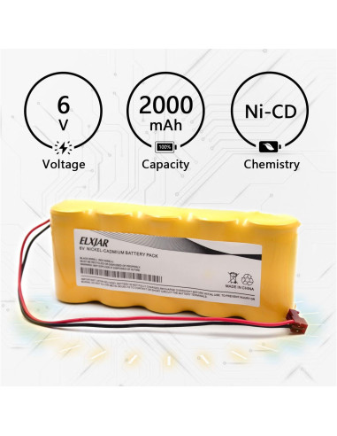 Batería Recargable NiCD 6V 2000mAh elxjar para Emergencia
