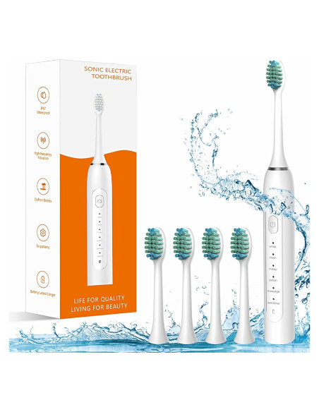 Cepillo de Dientes Eléctrico IYGLKD Impermeable 6 Modos 30 Días Batería