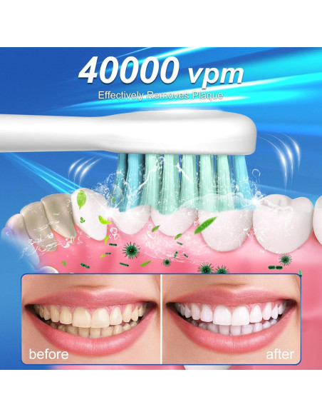 Cepillo de Dientes Eléctrico IYGLKD Impermeable 6 Modos 30 Días Batería