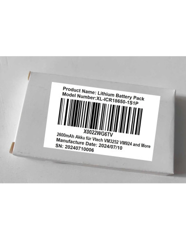 Batería Recargable 2600mAh 3.7V para Vtech VM3252/VM3254/VM934
