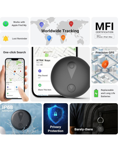 Rastreador Bluetooth iXTRA Finder Tag F18B 4 Pack Negro