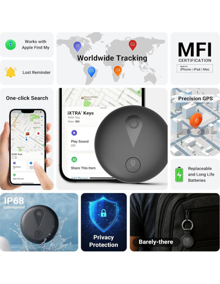 Rastreador Bluetooth iXTRA Finder Tag F18B 4 Pack Negro