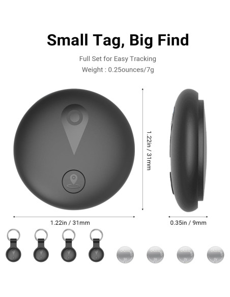 Rastreador Bluetooth iXTRA Finder Tag F18B 4 Pack Negro