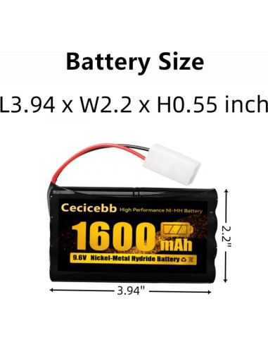 Batería Recargable Ni-MH 9.6V 1600mAh Cecicebb para RC