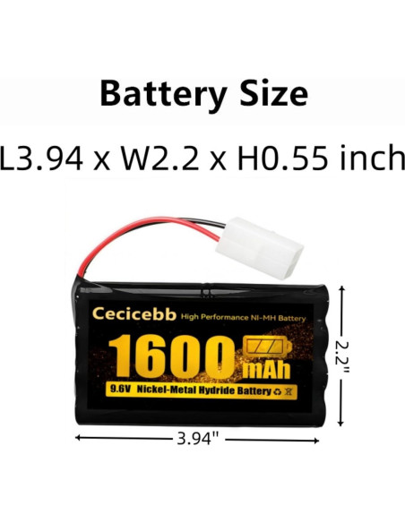 Batería Recargable Ni-MH 9.6V 1600mAh Cecicebb para RC