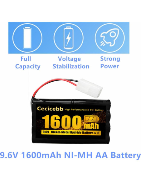Batería Recargable Ni-MH 9.6V 1600mAh Cecicebb para RC