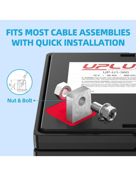 Batería AGM UPLUS U1 12V 360CCA para Cortacésped y Tractores