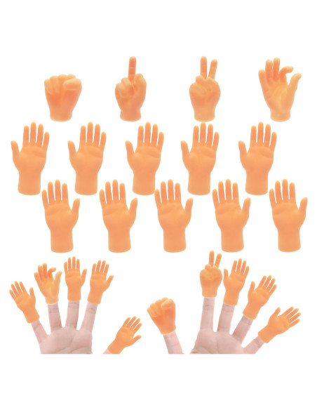 14 Mini Manos de Dedo de Goma Woozettn - Títeres Divertidos