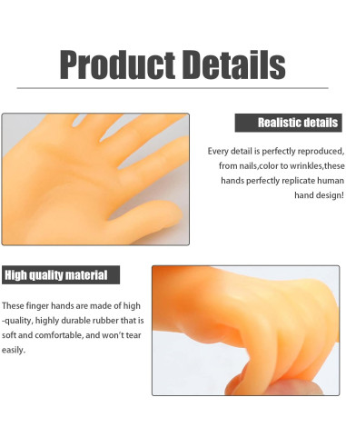 14 Mini Manos de Dedo de Goma Woozettn - Títeres Divertidos