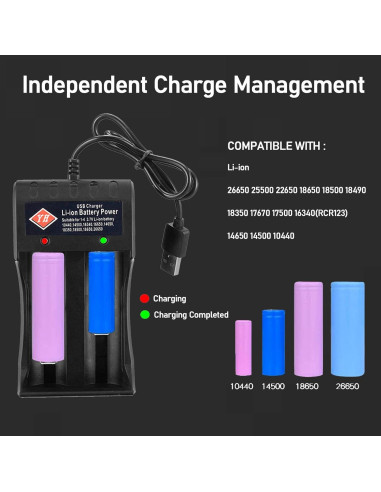Cargador de Batería Inteligente USB 2 Bahías Swanlake 3.7V