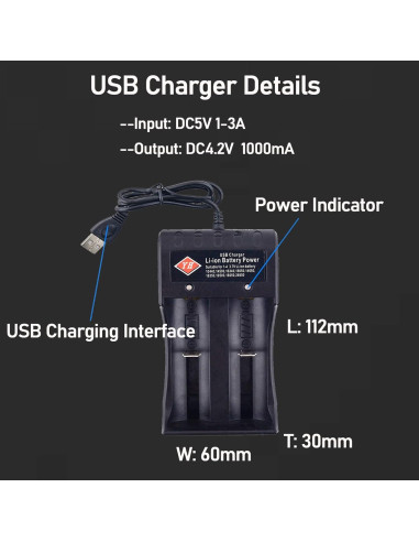 Cargador de Batería Inteligente USB 2 Bahías Swanlake 3.7V