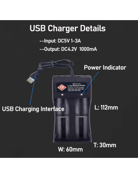 Cargador de Batería Inteligente USB 2 Bahías Swanlake 3.7V