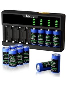 Baterías Recargables Tectra 123A 3.7V 750mAh Paquete de 12 2