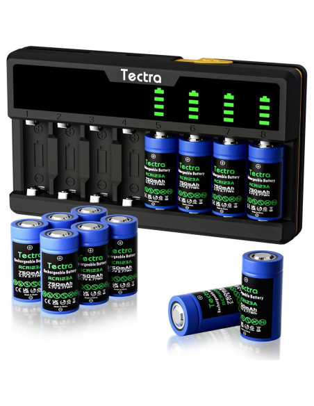 Baterías Recargables Tectra 123A 3.7V 750mAh Paquete de 12