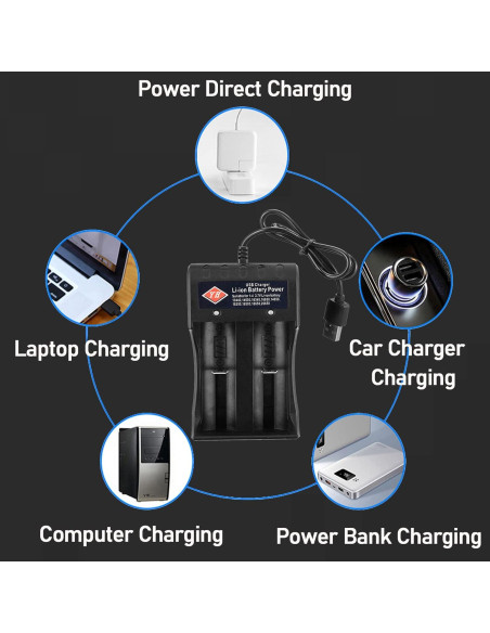 Cargador de Batería Inteligente USB 2 Bahías Swanlake 3.7V