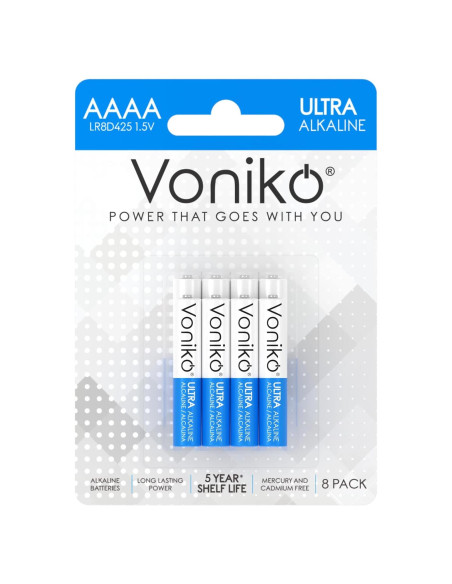 Baterías Alcalinas AAAA Voniko - Paquete de 8 Ultra Duraderas