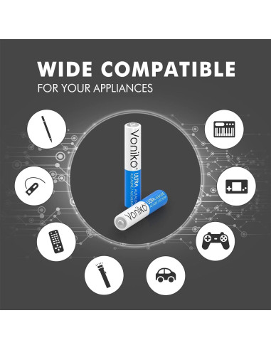 Baterías Alcalinas AAAA Voniko - Paquete de 8 Ultra Duraderas