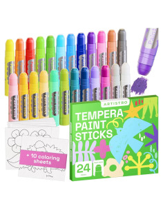 ARTISTRO Pintura Tempera Lavable 24 Barras para Niños