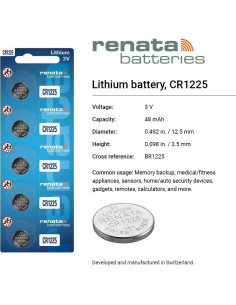 Baterías de Litio Renata CR1225 - 3V 48mAh (2 unidades) 2