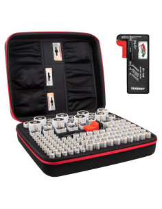 Organizador de Baterías Tenergy con Probador, Almacena 120 Baterías