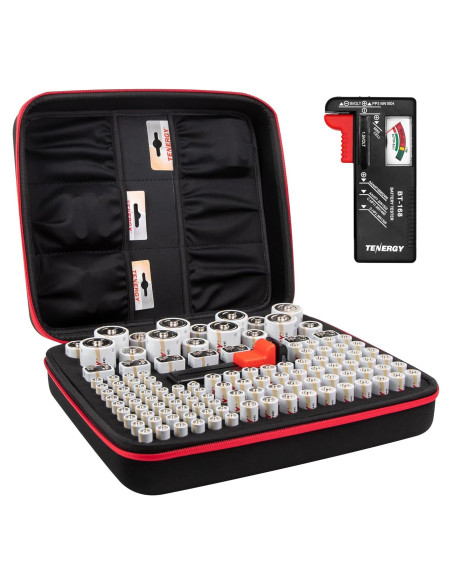 Organizador de Baterías Tenergy con Probador, Almacena 120 Baterías