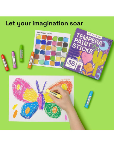 ARTISTRO Pintura Tempera Lavable 36 Barras para Niños