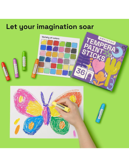 ARTISTRO Pintura Tempera Lavable 36 Barras para Niños